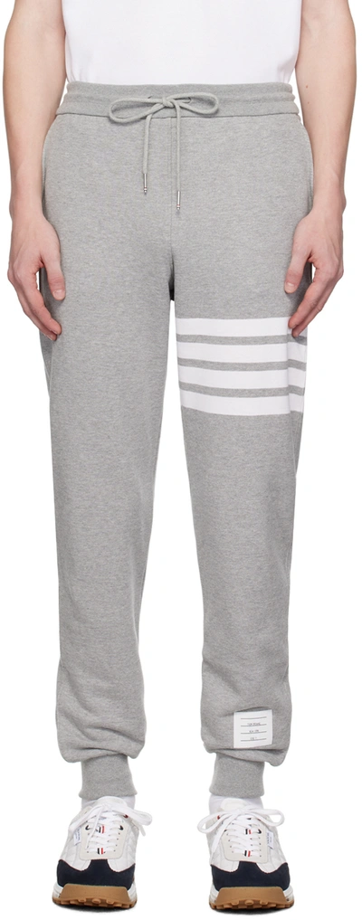 Shop Thom Browne Gray Classic 4-bar Sweatpants In 068 Light Grey