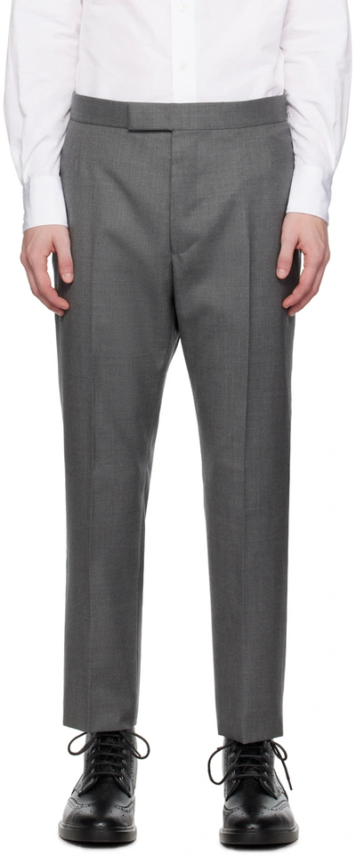 Thom Browne Gray Twill Classic Backstrap Trousers In 035 Med Grey