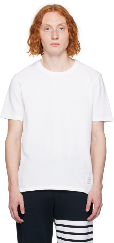 Shop Thom Browne White Stripe Trim T-shirt In 100 White