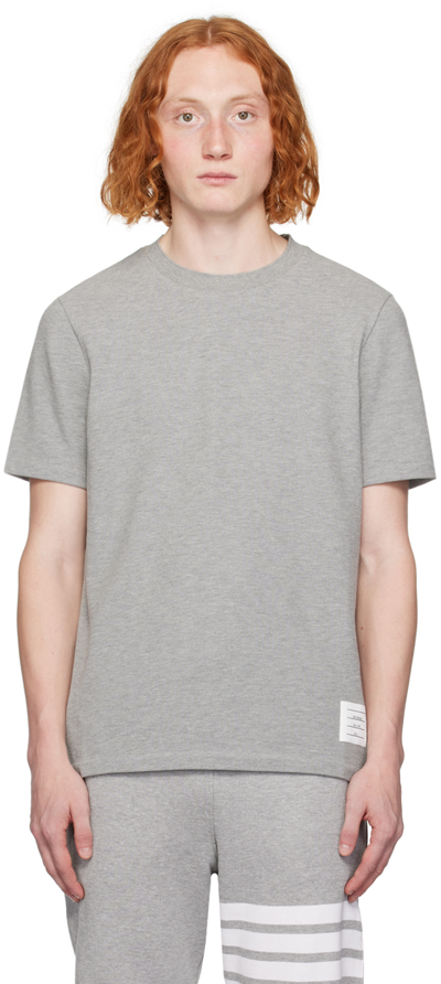 Shop Thom Browne Gray Stripe Trim T-shirt In 055 Lt Grey