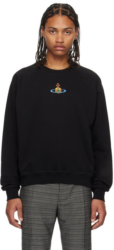 Shop Vivienne Westwood Black Embroidered Sweatshirt In 233-j0006-n401po