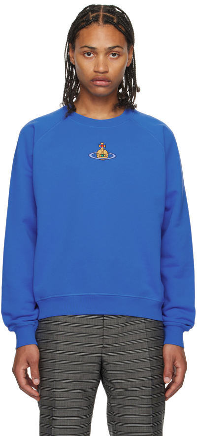 Shop Vivienne Westwood Blue Embroidered Sweatshirt In 233-j0006-k402po