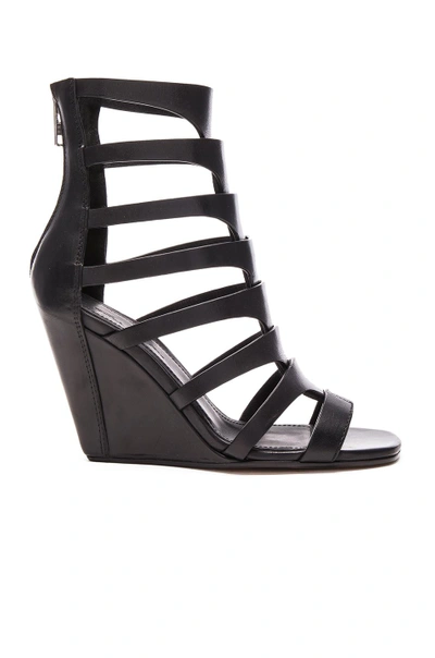 Shop Rick Owens Leather Nautilus Wedges In Black