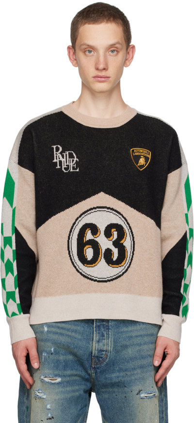 Shop Rhude Beige Lamborghini Edition Graphic Sweater In Multi
