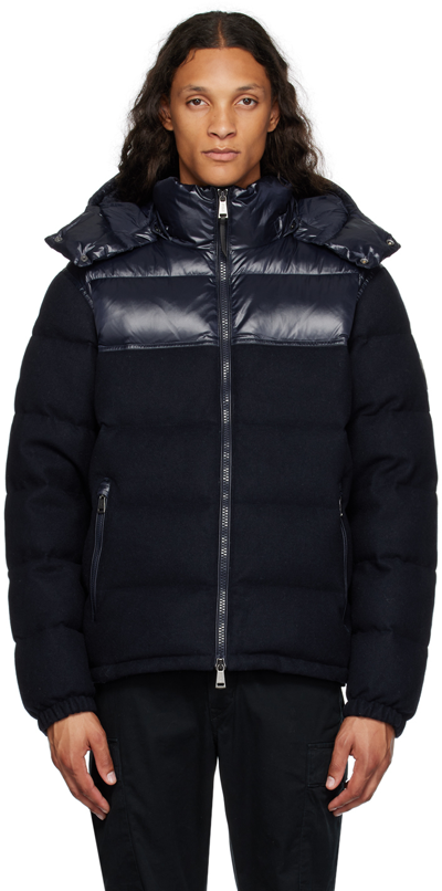 Shop Polo Ralph Lauren Navy Hybrid Down Jacket In Nvy Glsy/navy Wl