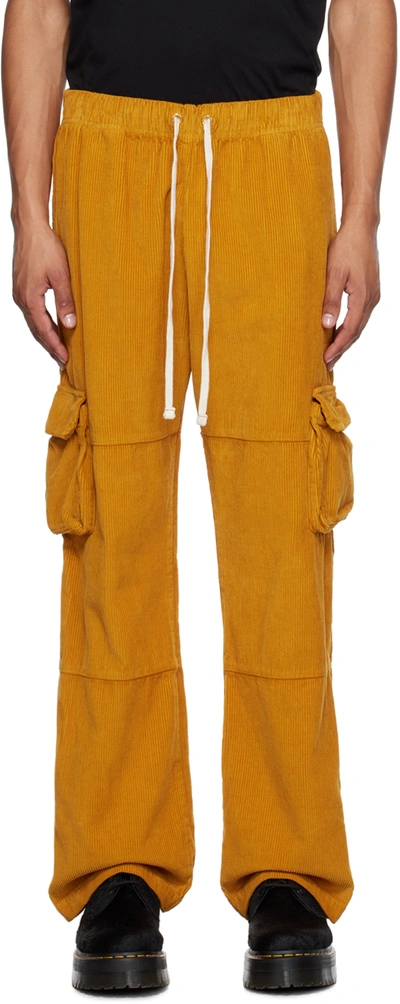 Shop Les Tien Yellow Drawstring Cargo Pants In Mustard