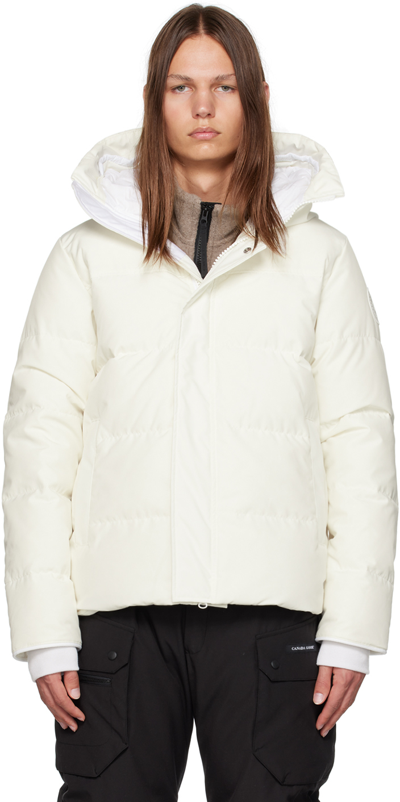 Shop Canada Goose White Humanature Macmillan Down Jacket In Greige