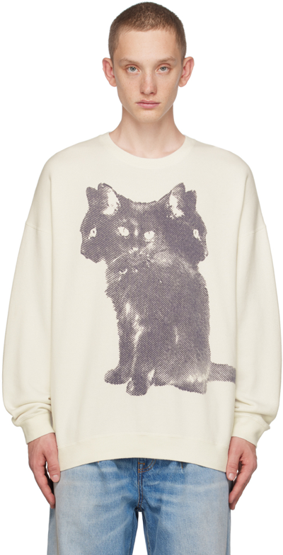 Shop R13 Off-white Triple Cat Sweatshirt In Ecru