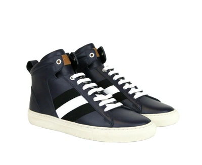Bally Men's Calf Leather Hi-top Sneaker With - (size: D) In Dark Blue