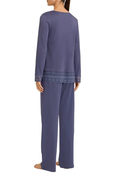 Shop Hanro Jona Cotton Knit Pajamas In Nightshade