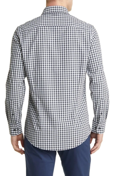 Shop Mizzen + Main Leeward Trim Fit Plaid Performance Button-up Shirt In Blue