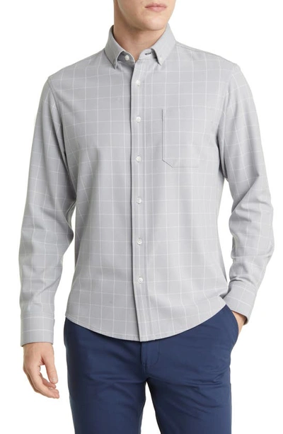 Shop Mizzen + Main City Trim Fit Aluminum Check Flannel Button-down Shirt In Gray