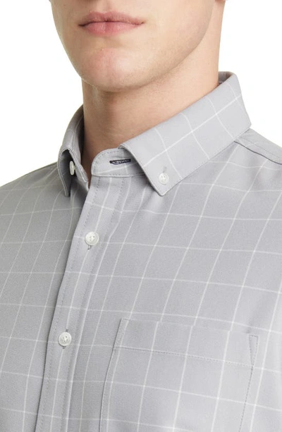 Shop Mizzen + Main City Trim Fit Aluminum Check Flannel Button-down Shirt In Gray