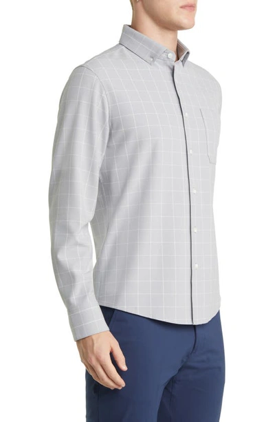 Shop Mizzen + Main City Trim Fit Aluminum Check Flannel Button-down Shirt In Gray