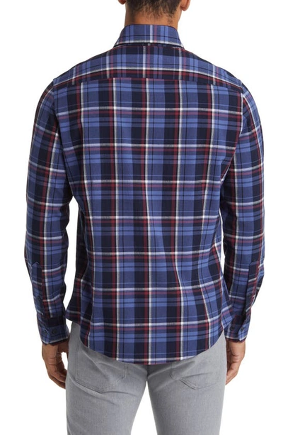Mizzen + Main City Trim Fit Coastal Fjord Plaid Flannel Button-down Shirt In Blue