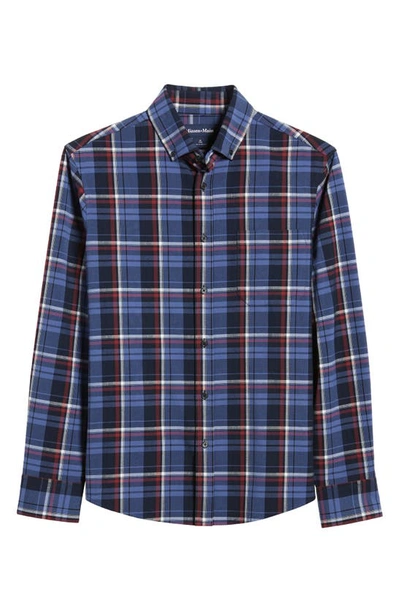 Mizzen + Main City Trim Fit Coastal Fjord Plaid Flannel Button-down Shirt In Blue