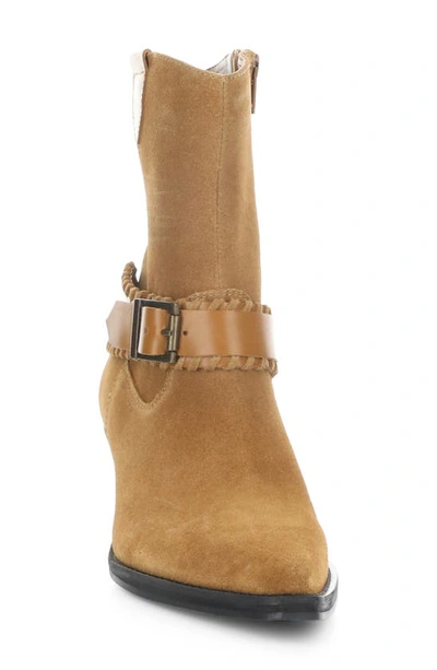 Shop Bos. & Co. Tartan Bootie In Cognac Suede