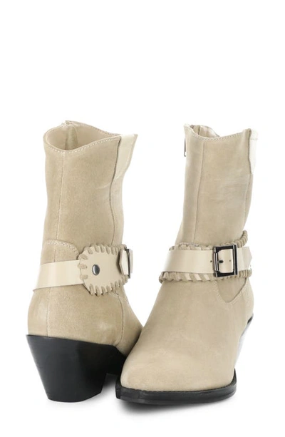 Shop Bos. & Co. Tartan Bootie In Beige Suede