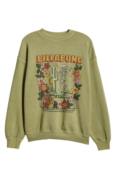 Shop Billabong Ride In Cotton Blend Graphic Sweatshirt In Avocado