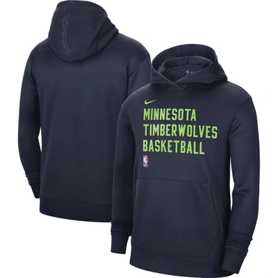 Shop Nike Unisex  Navy Minnesota Timberwolves 2023/24 Performance Spotlight On-court Practice Pullover Hoo