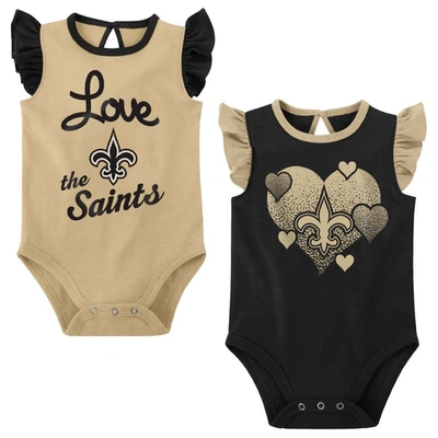Shop Outerstuff Girls Newborn & Infant Black/gold New Orleans Saints Spread The Love 2-pack Bodysuit Set