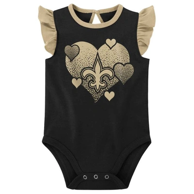 Shop Outerstuff Girls Newborn & Infant Black/gold New Orleans Saints Spread The Love 2-pack Bodysuit Set