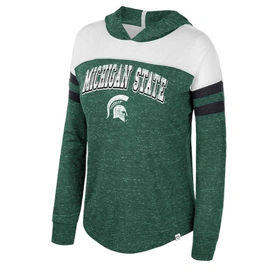 Shop Colosseum Green Michigan State Spartans Speckled Color Block Long Sleeve Hooded T-shirt