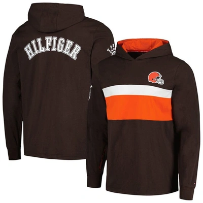 Shop Tommy Hilfiger Brown Cleveland Browns Morgan Long Sleeve Hoodie T-shirt
