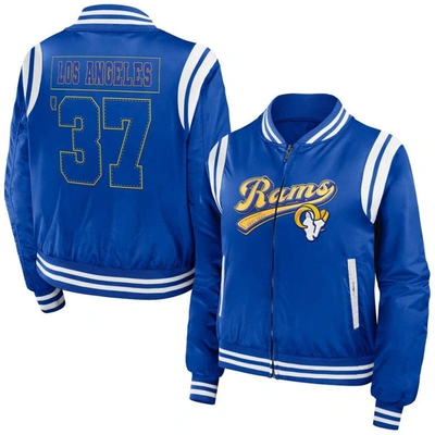 Shop Wear By Erin Andrews Royal Los Angeles Rams Bomber Full-zip Jacket