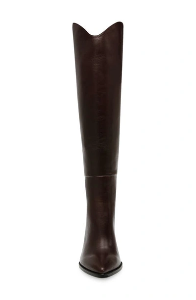 Shop Steve Madden Bixby Pointed Toe Knee High Boot In Dark Brown Leather