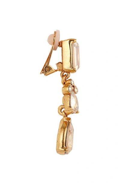 Shop Oscar De La Renta Small Classic Crystal Drop Earrings In Gold Shadow