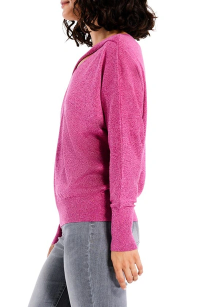 Shop Nic + Zoe Slash Neck Sweater In Shocking Pink