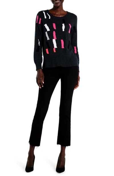 Shop Nic + Zoe Falling Stripes Cotton Blend Sweater In Pink Multi