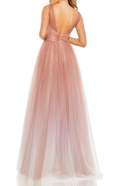 Shop Mac Duggal Glitter Ombré Tulle A-line Gown In Vintage Rose