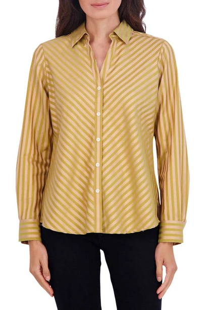 Shop Foxcroft Mary Button-up Shirt In Gold