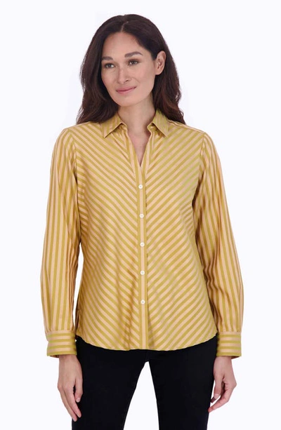 Shop Foxcroft Mary Button-up Shirt In Gold