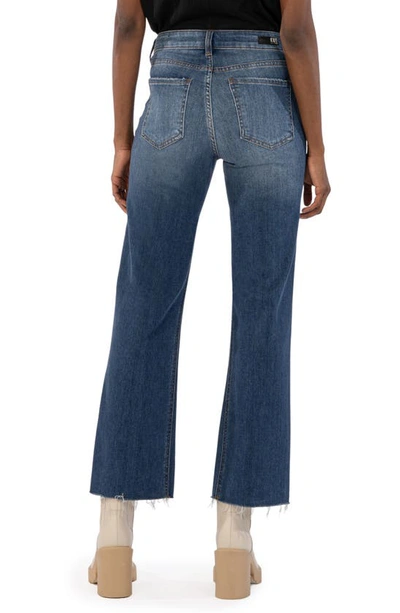 Kut From The Kloth Kelsey Fab Ab Raw Hem High Waist Ankle Flare Jeans In Royal