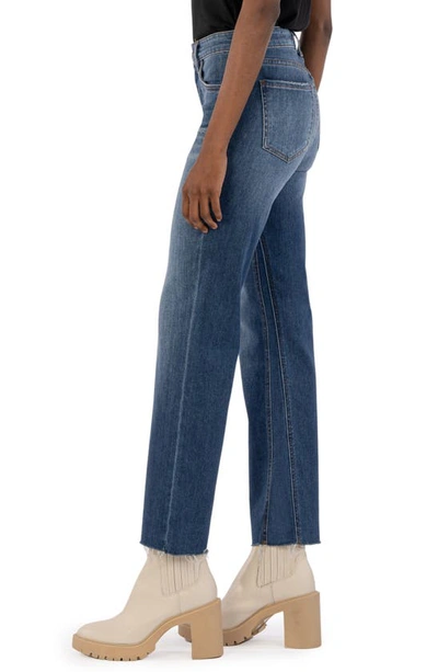 Kut From The Kloth Kelsey Fab Ab Raw Hem High Waist Ankle Flare Jeans In Royal