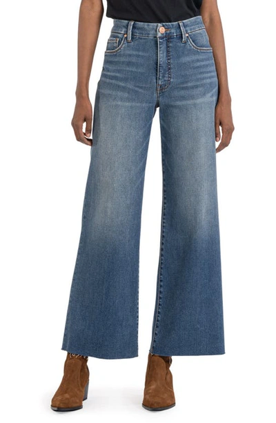 Shop Kut From The Kloth Meg Fab Ab Raw Hem High Waist Wide Leg Jeans In Milestone