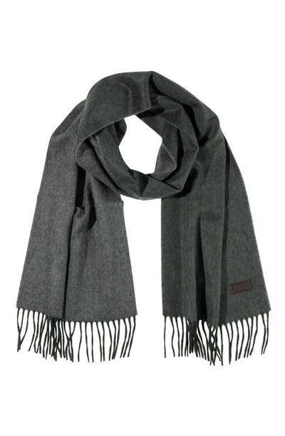 Hickey Freeman Cashmere Double Face Solid Scarf In Olive/grey