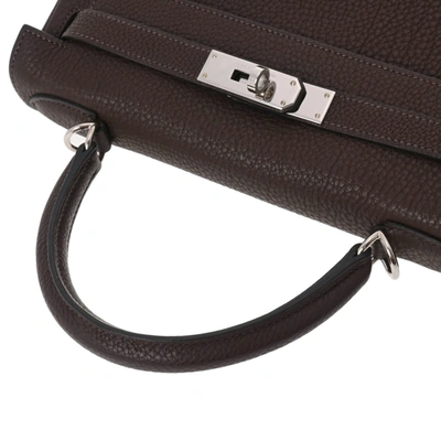 Shop Hermes Hermès Kelly 28 Brown Leather Handbag ()