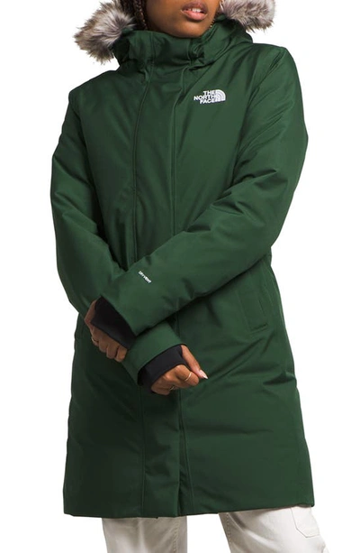 Shop The North Face Arctic Waterproof 600-fill-power Down Parka With Faux Fur Trim In Pine Needle