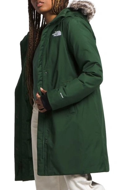 Shop The North Face Arctic Waterproof 600-fill-power Down Parka With Faux Fur Trim In Pine Needle