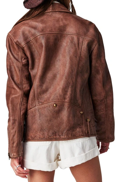 Shop Free People We The Free Jealousy Leather Moto Jacket In Washed Wine