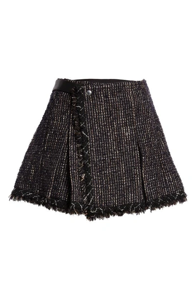 Shop Sacai Wool Blend Tweed Skort In Black