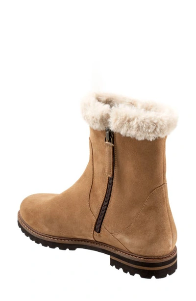 Trotters Forever Faux Shearling Trim Boot In Beige Suede