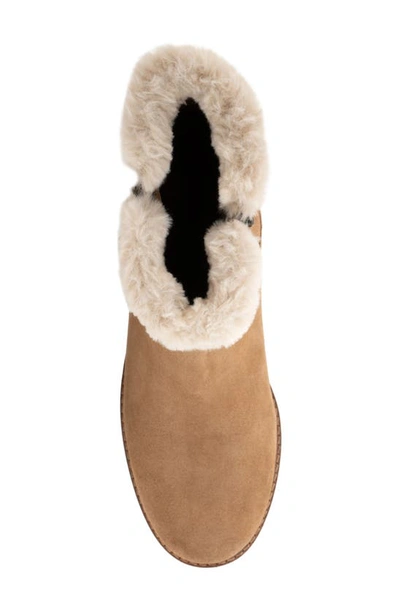 Trotters Forever Faux Shearling Trim Boot In Beige Suede
