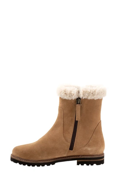 Shop Trotters Forever Faux Shearling Trim Boot In Beige Suede