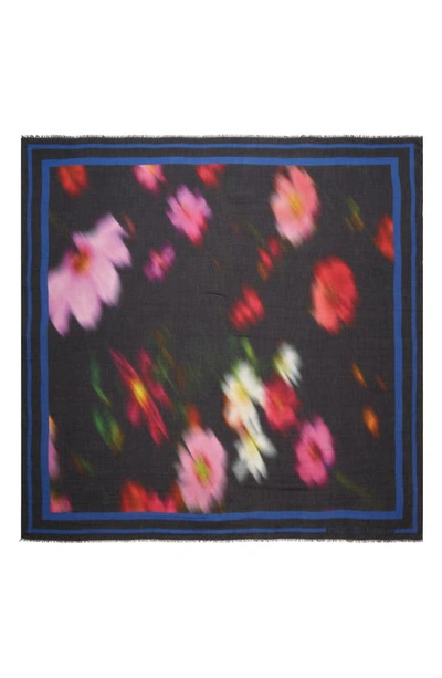 Shop Rag & Bone Blurred Floral Print Square Scarf In Blackmult