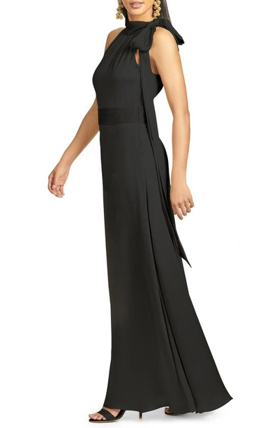 Sachin & Babi Harris One-shoulder Asymmetric Faux Leather Midi Dress In Black